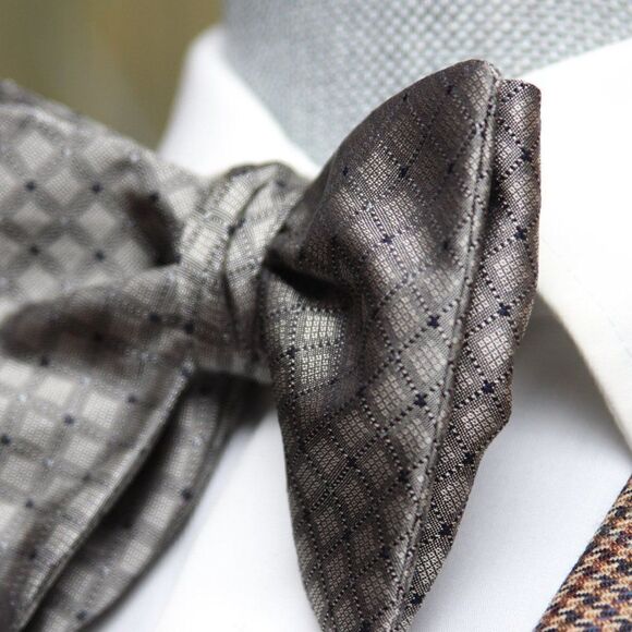 Men's Self-tied Bow Tie 100%Silk Big Butterfly Grey Ornament S661 - Picture 3 of 16